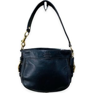 Coach Vintage Zoe Hobo Shoulder Bag Handbag Leather Black Gold F41864